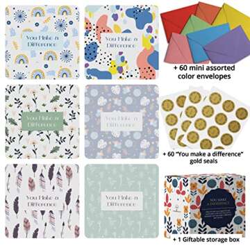 Dessie 60 You Make a Difference Inspirational Cards with Envelopes & Matching Seals. 60 Post-it Note...
