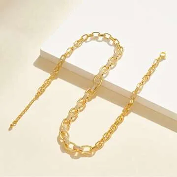 KissYan Gold Choker for Women - Dainty & Adjustable Necklace