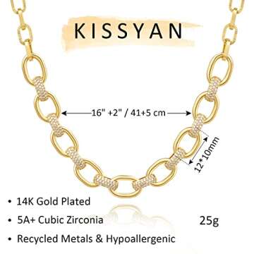 KissYan Gold Choker for Women - Dainty & Adjustable Necklace