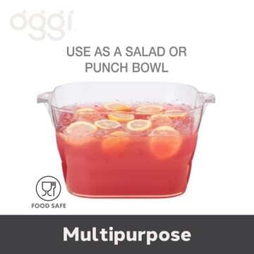 OGGI Acrylic Square Party Tub - Clear Beverage Cooler w/Handles, Wine Cooler, Beer Chiller, Ideal Party Tubs for Drinks, Use Ice Tub for Indoor or Outdoor Bars, 16.75" x 14"