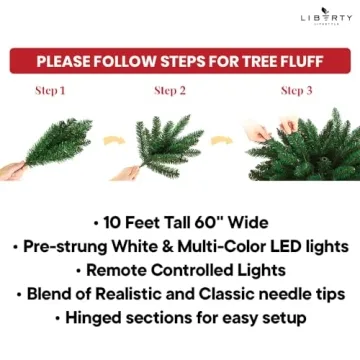 Liberty Lifestyle 10ft Pre-Lit Christmas Tree with LED Lights