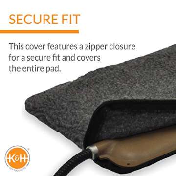 K&H Pet Products Small Animal Outdoor Heated Pad Replacement Cover, Zipper Closure, Soft & Breathable, Machine Washable, Fits K&H Small Animal Heated Pad (Sold Separately) - 12 X 9in Gray Fleece