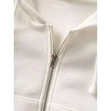 Floerns Women's Casual Long Sleeve Zip Up Cropped Hoodie Jacket with Pockets White M
