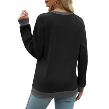 Trendy Saloogoe Black Lightweight Sweatshirt for Women