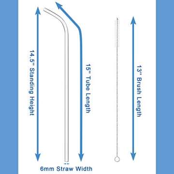 Patelai 10 Pcs 14 Inch Wine Bottle Long Drinking Straw for 100 oz Tumblers Reusable Clear Straw with...