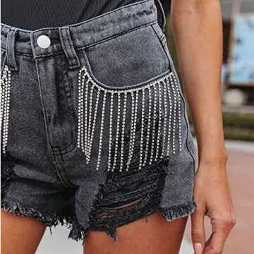 Women's Summer Casual Shorts Mid Waist Denim Shorts with Pockets