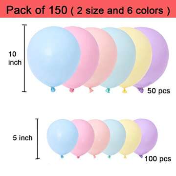 Party Pastel Balloons 150 pcs Macaron Balloons kit for Birthday Baby Shower Wedding Engagement Anniv...