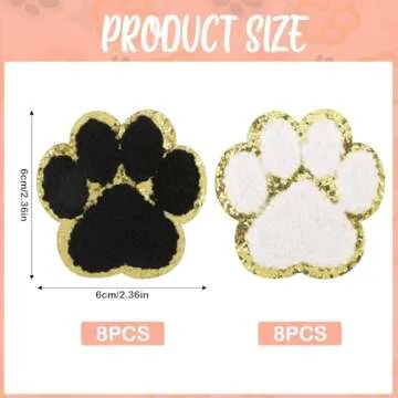 16 Pcs Self Adhesive Paw Print Patches for Crafting and Customization