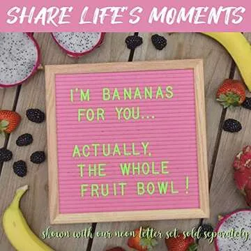 Felt Letter Board, 10x10in Changeable Letter Board with Letters White 300 Piece - Felt Message Board, Oak Frame Wooden Letter Board for Baby Announcements, Milestones, Office Decor & More (Hot Pink)