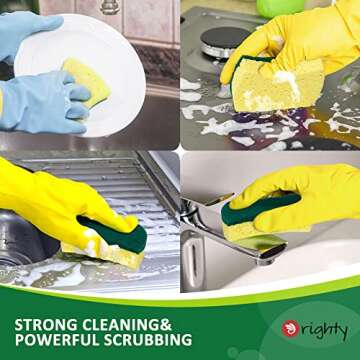 ORIGHTY Heavy Duty Cellulose Scrub Sponges Kitchen, Powerful Scrubbing & Cleaning, Suitable for Washing Dishes and Kitchen Cleaning, Absorbent & Rich Foam, 12 Count