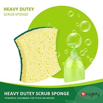 ORIGHTY Heavy Duty Cellulose Scrub Sponges Kitchen, Powerful Scrubbing & Cleaning, Suitable for Washing Dishes and Kitchen Cleaning, Absorbent & Rich Foam, 12 Count