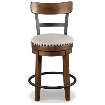 Signature Design by Ashley Valebeck Rustic Farmhouse 24.5â€ Counter Height Swivel Bar Stool, Brown
