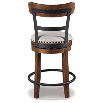 Signature Design by Ashley Valebeck Rustic Farmhouse 24.5â€ Counter Height Swivel Bar Stool, Brown