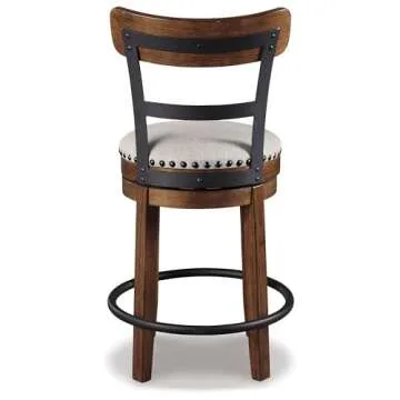 Signature Design by Ashley Valebeck Rustic Farmhouse 24.5â€ Counter Height Swivel Bar Stool, Brown