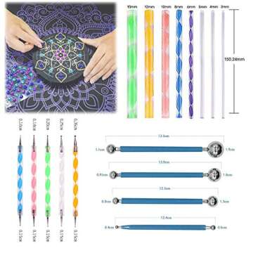 31PCS Mandala Dotting Tool Set, Pen Dotting Tools Paint Tray with Black Cardboard for Painting Rocks, Coloring, Drawing and Drafting Art Supplies