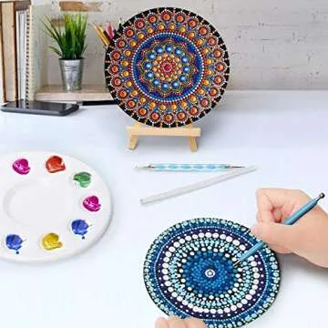 31PCS Mandala Dotting Tool Set, Pen Dotting Tools Paint Tray with Black Cardboard for Painting Rocks, Coloring, Drawing and Drafting Art Supplies