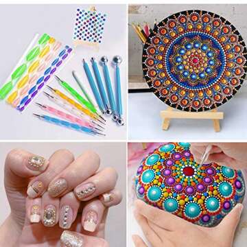 31PCS Mandala Dotting Tool Set, Pen Dotting Tools Paint Tray with Black Cardboard for Painting Rocks, Coloring, Drawing and Drafting Art Supplies