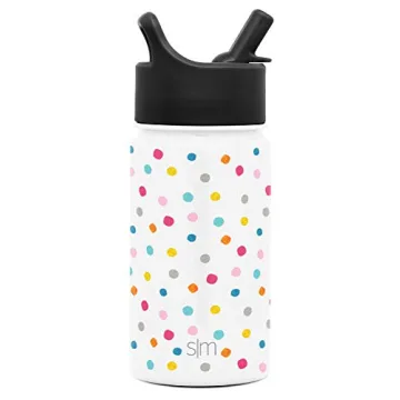 Simple Modern Kids Water Bottle with Straw Lid | Insulated Stainless Steel Reusable Tumbler for Toddlers, Girls, Boys | Summit Collection | 14oz, Polka Play