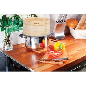 Helen’s Asian Kitchen Premium Bamboo Steamer Ring – 11-Inch Aluminum Steam Adapter for 10-Inch Bamboo Steamer Baskets. Perfect for Dutch Ovens, Stockpots, and Dim Sum Dumpling Steaming