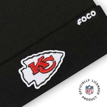 FOCO Kansas City Chiefs NFL Logo Basic Pom Beanie Hat, Team Color