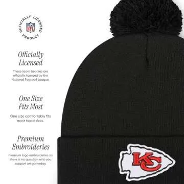 FOCO Kansas City Chiefs NFL Logo Basic Pom Beanie Hat, Team Color