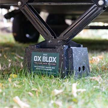 OX BLOX Heavy Duty Trailer Jack Block - Made in USA - Super Strong and Durable - 100% Recycled Plastic RV Jack Blocks - Trailers & Camper Essentials