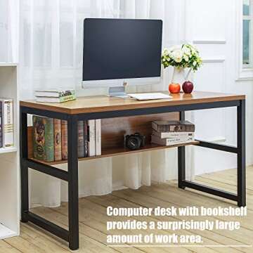 TOPSKY Computer Desk with Bookshelf for Home Office