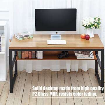 TOPSKY Computer Desk with Bookshelf for Home Office