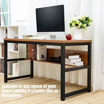 TOPSKY Computer Desk with Bookshelf for Home Office