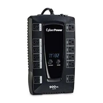 CyberPower AVRG900LCD Intelligent LCD UPS System, 900VA/480W, 12 Outlets, AVR, Compact