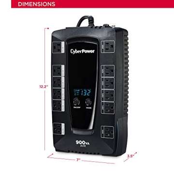 CyberPower AVRG900LCD Intelligent LCD UPS System, 900VA/480W, 12 Outlets, AVR, Compact