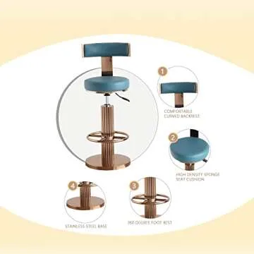 Elegant FUNROLUX Adjustable Height Swivel Bar Stools