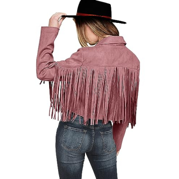 PRETTYGARDEN Women's Fringe Faux Suede Leather Jackets 2024 Fashion Tassel Motorcycle Cropped Coats ...