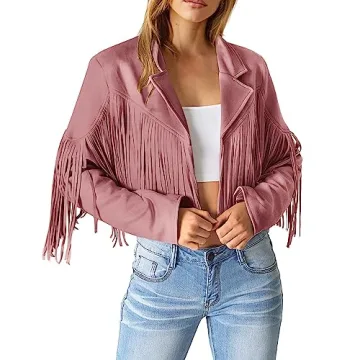 PRETTYGARDEN Women's Fringe Faux Suede Jacket with Tassels