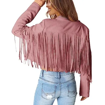 PRETTYGARDEN Women's Fringe Faux Suede Jacket with Tassels
