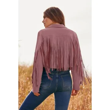 PRETTYGARDEN Women's Fringe Faux Suede Jacket with Tassels