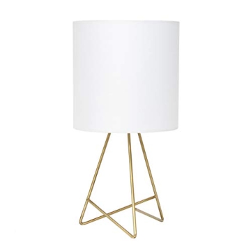 Wire Metal Table Lamp - Gold with Fabric Shade - Stylish Lighting