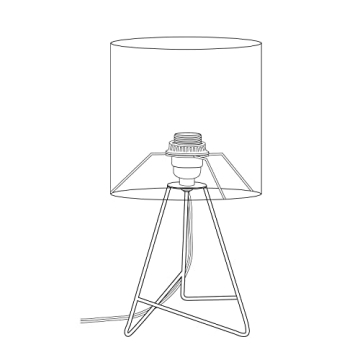 Wire Metal Table Lamp - Gold with Fabric Shade - Stylish Lighting