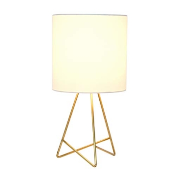 Wire Metal Table Lamp - Gold with Fabric Shade - Stylish Lighting