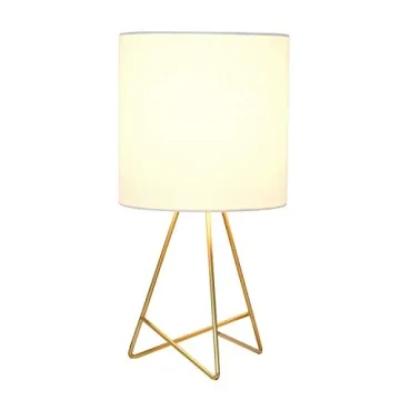 Wire Metal Table Lamp - Gold with Fabric Shade - Stylish Lighting