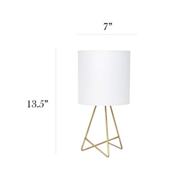 Wire Metal Table Lamp - Gold with Fabric Shade - Stylish Lighting
