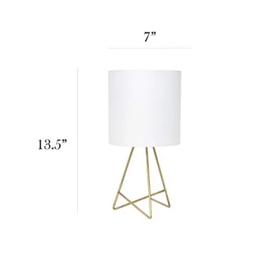 Wire Metal Table Lamp - Gold with Fabric Shade - Stylish Lighting
