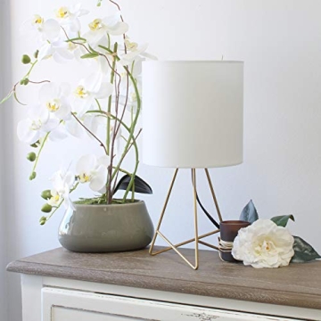 Wire Metal Table Lamp - Gold with Fabric Shade - Stylish Lighting