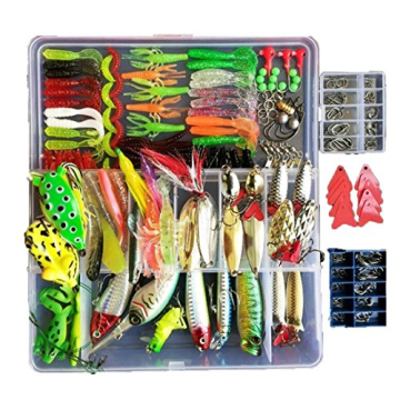 Topconcpt 275-Piece Fishing Lure Kit - Frogs, Spoons, Grasshoppers - for Bass, Trout, Salmon