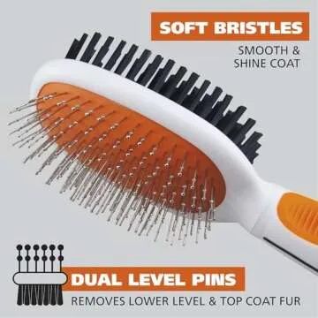 Wahl Premium Pet Double Sided Pin Bristle Brush with Patented Stacked Pin Design for Dogs - Removes Loose Hair & Stimulates the Skin while Creating a Soft Coat Shine - Model 858501