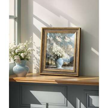 Afuly 8x10 Vintage Picture Frame Elegant Retro Picture Frames Wood Gold Photo Frame Wall Hang Deskto...