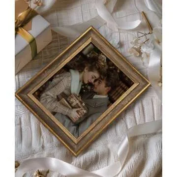 Afuly 8x10 Vintage Picture Frame Elegant Retro Picture Frames Wood Gold Photo Frame Wall Hang Desktop Home Decor Birthday Gifts for Grandma Mom Women Parents