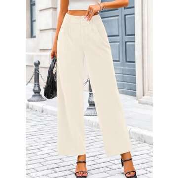 KIRUNDO Corduroy Pants Women High Waisted Wide Leg Pants Business Casual Fall Winter Straight Loose Trousers with Pockets