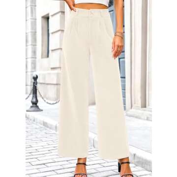KIRUNDO Corduroy Pants Women High Waisted Wide Leg Pants Business Casual Fall Winter Straight Loose Trousers with Pockets
