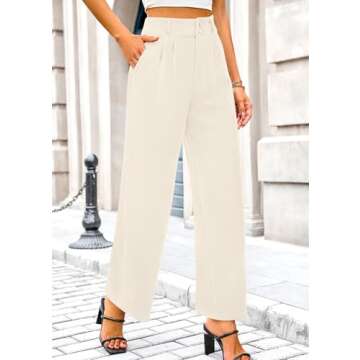 KIRUNDO Corduroy Pants Women High Waisted Wide Leg Pants Business Casual Fall Winter Straight Loose Trousers with Pockets